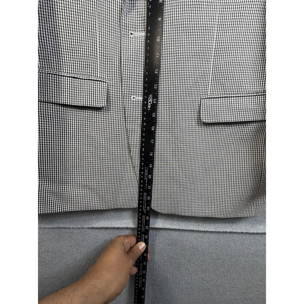 Chaps Blazer Mens 44‎ Black White Check Cotton Sport Coat Jacket Regular Classic